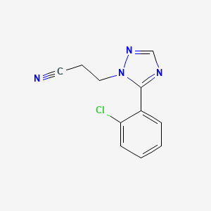 molecular formula C11H9ClN4 B7591200 3-[5-(2-Chlorophenyl)-1,2,4-triazol-1-yl]propanenitrile 