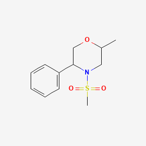molecular formula C12H17NO3S B7591205 2-Methyl-4-methylsulfonyl-5-phenylmorpholine 