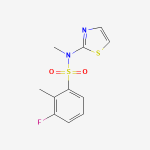 molecular formula C11H11FN2O2S2 B7591215 3-fluoro-N,2-dimethyl-N-(1,3-thiazol-2-yl)benzenesulfonamide 