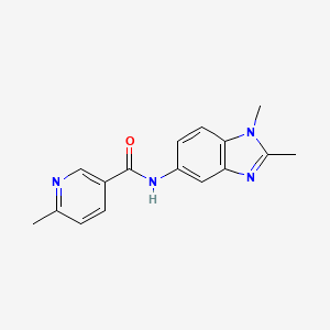 molecular formula C16H16N4O B7591218 N-(1,2-dimethylbenzimidazol-5-yl)-6-methylpyridine-3-carboxamide 
