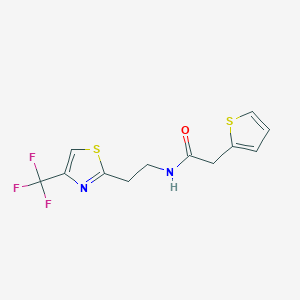 molecular formula C12H11F3N2OS2 B7591248 2-thiophen-2-yl-N-[2-[4-(trifluoromethyl)-1,3-thiazol-2-yl]ethyl]acetamide 