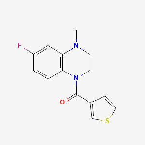 molecular formula C14H13FN2OS B7591273 (6-Fluoro-4-methyl-2,3-dihydroquinoxalin-1-yl)-thiophen-3-ylmethanone 