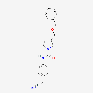 molecular formula C21H23N3O2 B7591296 N-[4-(cyanomethyl)phenyl]-3-(phenylmethoxymethyl)pyrrolidine-1-carboxamide 