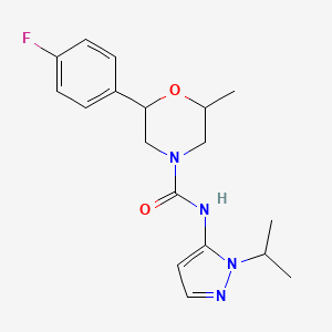 molecular formula C18H23FN4O2 B7591353 2-(4-fluorophenyl)-6-methyl-N-(2-propan-2-ylpyrazol-3-yl)morpholine-4-carboxamide 