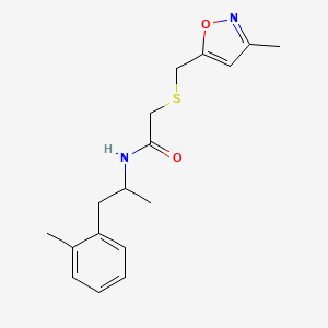 molecular formula C17H22N2O2S B7591373 2-[(3-methyl-1,2-oxazol-5-yl)methylsulfanyl]-N-[1-(2-methylphenyl)propan-2-yl]acetamide 