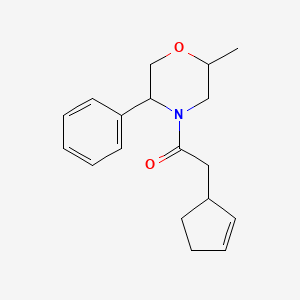 molecular formula C18H23NO2 B7591395 2-Cyclopent-2-en-1-yl-1-(2-methyl-5-phenylmorpholin-4-yl)ethanone 