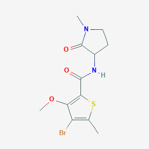 molecular formula C12H15BrN2O3S B7591436 4-bromo-3-methoxy-5-methyl-N-(1-methyl-2-oxopyrrolidin-3-yl)thiophene-2-carboxamide 