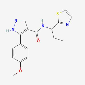 molecular formula C17H18N4O2S B7591437 5-(4-methoxyphenyl)-N-[1-(1,3-thiazol-2-yl)propyl]-1H-pyrazole-4-carboxamide 