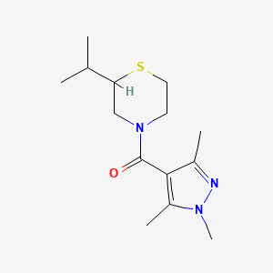 molecular formula C14H23N3OS B7591449 (2-Propan-2-ylthiomorpholin-4-yl)-(1,3,5-trimethylpyrazol-4-yl)methanone 