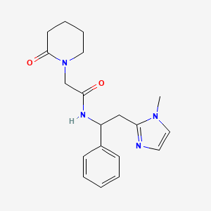 molecular formula C19H24N4O2 B7591523 N-[2-(1-methylimidazol-2-yl)-1-phenylethyl]-2-(2-oxopiperidin-1-yl)acetamide 