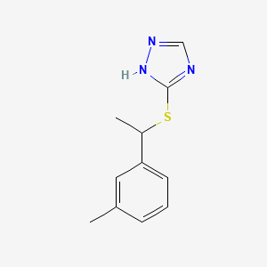 molecular formula C11H13N3S B7591545 5-[1-(3-methylphenyl)ethylsulfanyl]-1H-1,2,4-triazole 