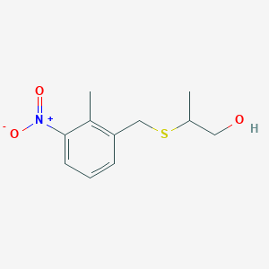 molecular formula C11H15NO3S B7591571 2-[(2-Methyl-3-nitrophenyl)methylsulfanyl]propan-1-ol 