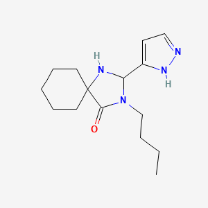 molecular formula C15H24N4O B7591575 3-butyl-2-(1H-pyrazol-5-yl)-1,3-diazaspiro[4.5]decan-4-one 