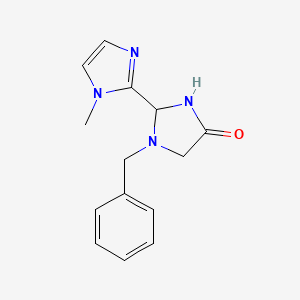 molecular formula C14H16N4O B7591582 1-Benzyl-2-(1-methylimidazol-2-yl)imidazolidin-4-one 