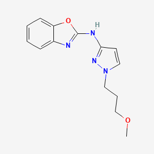 molecular formula C14H16N4O2 B7591661 N-[1-(3-methoxypropyl)pyrazol-3-yl]-1,3-benzoxazol-2-amine 