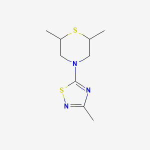 molecular formula C9H15N3S2 B7591666 2,6-Dimethyl-4-(3-methyl-1,2,4-thiadiazol-5-yl)thiomorpholine 