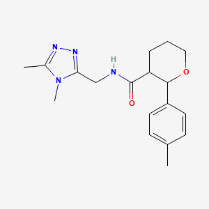 molecular formula C18H24N4O2 B7591690 N-[(4,5-dimethyl-1,2,4-triazol-3-yl)methyl]-2-(4-methylphenyl)oxane-3-carboxamide 
