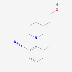 molecular formula C14H17ClN2O B7591707 3-Chloro-2-[3-(2-hydroxyethyl)piperidin-1-yl]benzonitrile 