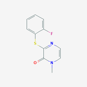 molecular formula C11H9FN2OS B7591715 3-(2-Fluorophenyl)sulfanyl-1-methylpyrazin-2-one 
