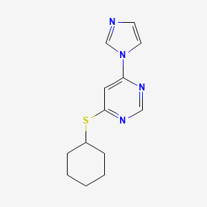 molecular formula C13H16N4S B7591718 4-Cyclohexylsulfanyl-6-imidazol-1-ylpyrimidine 