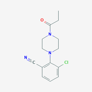 molecular formula C14H16ClN3O B7591729 3-Chloro-2-(4-propanoylpiperazin-1-yl)benzonitrile 
