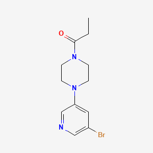 molecular formula C12H16BrN3O B7591732 1-[4-(5-Bromopyridin-3-yl)piperazin-1-yl]propan-1-one 