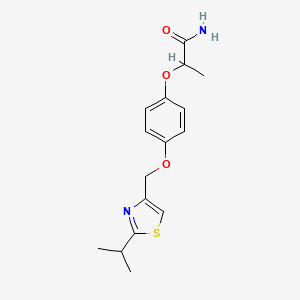 molecular formula C16H20N2O3S B7591760 2-[4-[(2-Propan-2-yl-1,3-thiazol-4-yl)methoxy]phenoxy]propanamide 