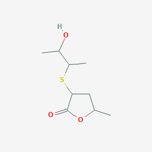 molecular formula C9H16O3S B7591765 3-(3-Hydroxybutan-2-ylsulfanyl)-5-methyloxolan-2-one 