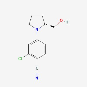 molecular formula C12H13ClN2O B7591771 2-chloro-4-[(2R)-2-(hydroxymethyl)pyrrolidin-1-yl]benzonitrile 