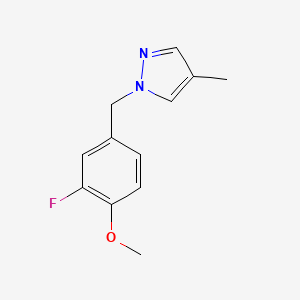 molecular formula C12H13FN2O B7591790 1-[(3-Fluoro-4-methoxyphenyl)methyl]-4-methylpyrazole 