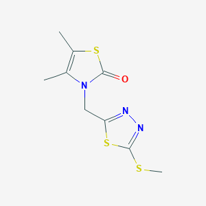 molecular formula C9H11N3OS3 B7591822 4,5-Dimethyl-3-[(5-methylsulfanyl-1,3,4-thiadiazol-2-yl)methyl]-1,3-thiazol-2-one 