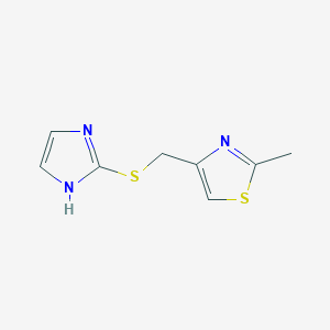 molecular formula C8H9N3S2 B7591847 4-(1H-imidazol-2-ylsulfanylmethyl)-2-methyl-1,3-thiazole 