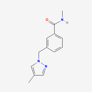 molecular formula C13H15N3O B7591854 N-methyl-3-[(4-methylpyrazol-1-yl)methyl]benzamide 