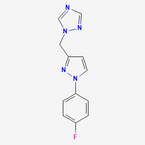 molecular formula C12H10FN5 B7591866 1-[[1-(4-Fluorophenyl)pyrazol-3-yl]methyl]-1,2,4-triazole 
