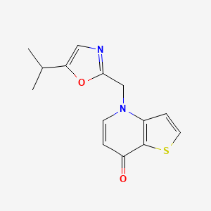 molecular formula C14H14N2O2S B7591894 4-[(5-Propan-2-yl-1,3-oxazol-2-yl)methyl]thieno[3,2-b]pyridin-7-one 