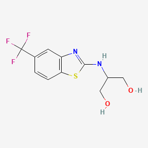 molecular formula C11H11F3N2O2S B7591931 2-[[5-(Trifluoromethyl)-1,3-benzothiazol-2-yl]amino]propane-1,3-diol 