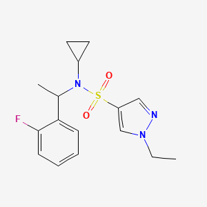 molecular formula C16H20FN3O2S B7592015 N-cyclopropyl-1-ethyl-N-[1-(2-fluorophenyl)ethyl]pyrazole-4-sulfonamide 