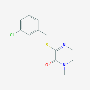 molecular formula C12H11ClN2OS B7592044 3-[(3-Chlorophenyl)methylsulfanyl]-1-methylpyrazin-2-one 