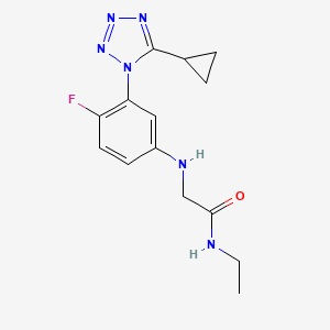 molecular formula C14H17FN6O B7592056 2-[3-(5-cyclopropyltetrazol-1-yl)-4-fluoroanilino]-N-ethylacetamide 