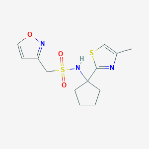 molecular formula C13H17N3O3S2 B7592060 N-[1-(4-methyl-1,3-thiazol-2-yl)cyclopentyl]-1-(1,2-oxazol-3-yl)methanesulfonamide 