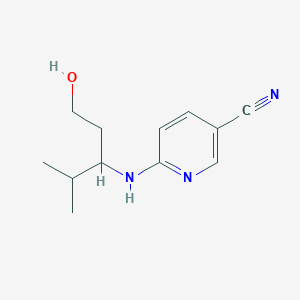 molecular formula C12H17N3O B7592072 6-[(1-Hydroxy-4-methylpentan-3-yl)amino]pyridine-3-carbonitrile 