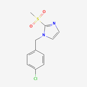 molecular formula C11H11ClN2O2S B7592077 1-[(4-Chlorophenyl)methyl]-2-methylsulfonylimidazole 