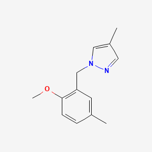 molecular formula C13H16N2O B7592094 1-[(2-Methoxy-5-methylphenyl)methyl]-4-methylpyrazole 