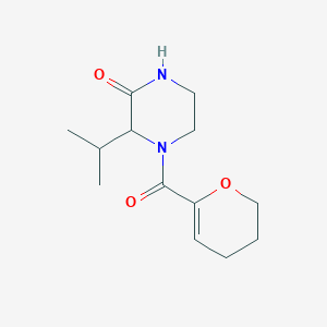 molecular formula C13H20N2O3 B7592095 4-(3,4-dihydro-2H-pyran-6-carbonyl)-3-propan-2-ylpiperazin-2-one 