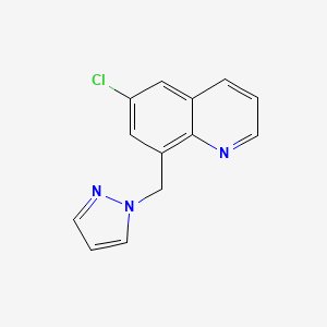molecular formula C13H10ClN3 B7592099 6-Chloro-8-(pyrazol-1-ylmethyl)quinoline 