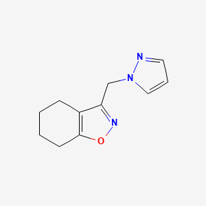 molecular formula C11H13N3O B7592104 3-(Pyrazol-1-ylmethyl)-4,5,6,7-tetrahydro-1,2-benzoxazole 