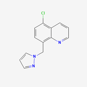 molecular formula C13H10ClN3 B7592113 5-Chloro-8-(pyrazol-1-ylmethyl)quinoline 