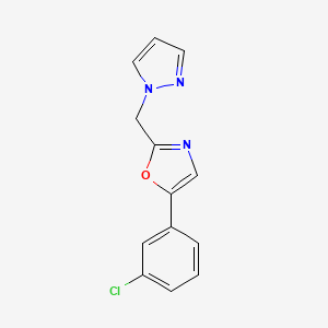 molecular formula C13H10ClN3O B7592120 5-(3-Chlorophenyl)-2-(pyrazol-1-ylmethyl)-1,3-oxazole 
