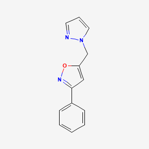 molecular formula C13H11N3O B7592121 3-Phenyl-5-(pyrazol-1-ylmethyl)-1,2-oxazole 
