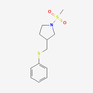 molecular formula C12H17NO2S2 B7592140 1-Methylsulfonyl-3-(phenylsulfanylmethyl)pyrrolidine 
